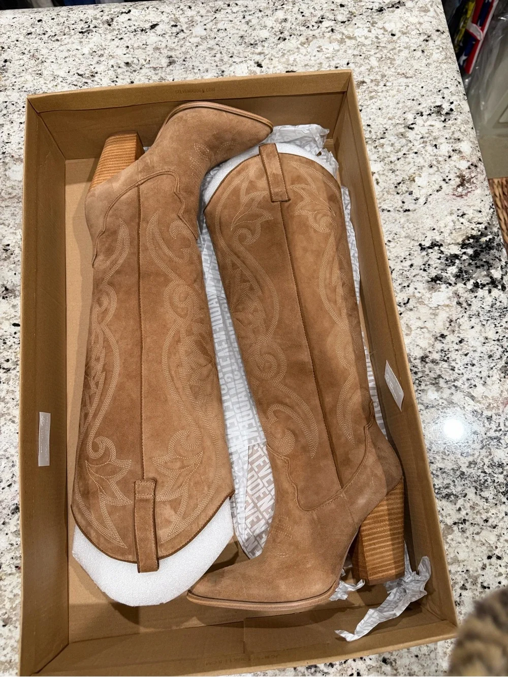 Steve Madden Tan Suede Over-the-Knee Western Boots - Picture 1 of 3